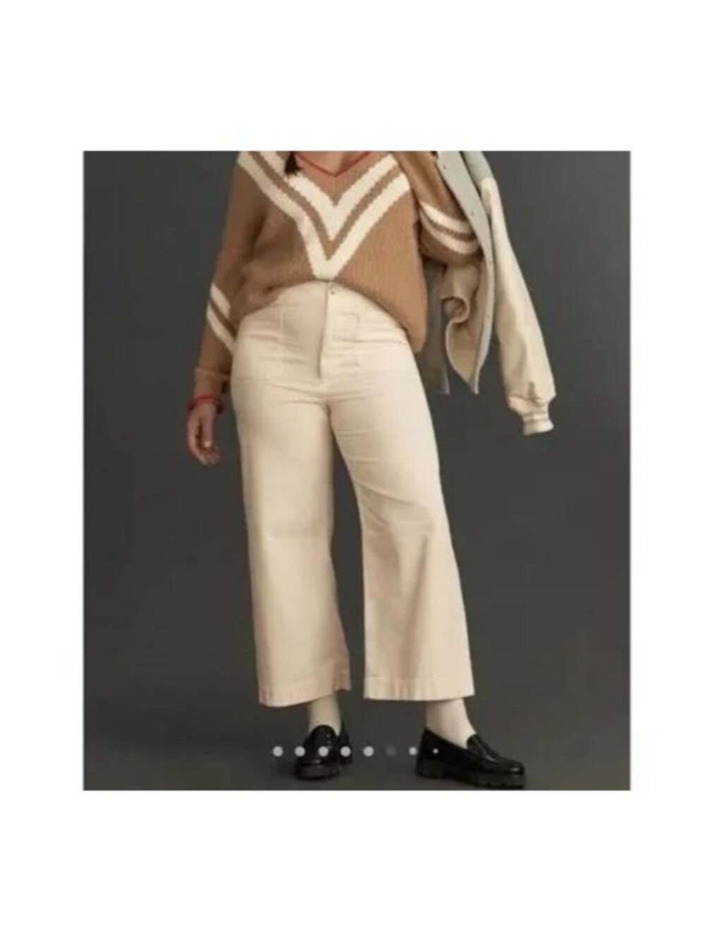 NEW Anthropologie Maeve Colette Cropped Wide Leg Pants Corduroy Retro Womens 34